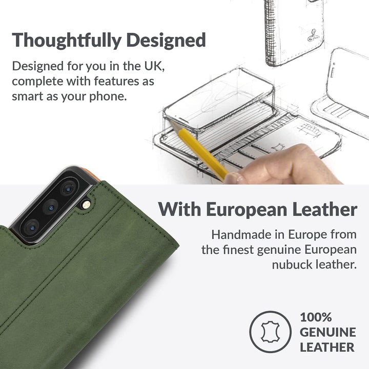 Snakehive Galaxy S21 Plus 5G Hülle Leder | Stylische Handyhülle mit Kartenhalter &amp; Standfuss | Handy