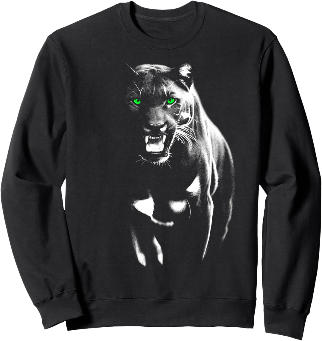 Wilder stolzer Panther mit coolen grünen Augen zeigt Zähne Sweatshirt