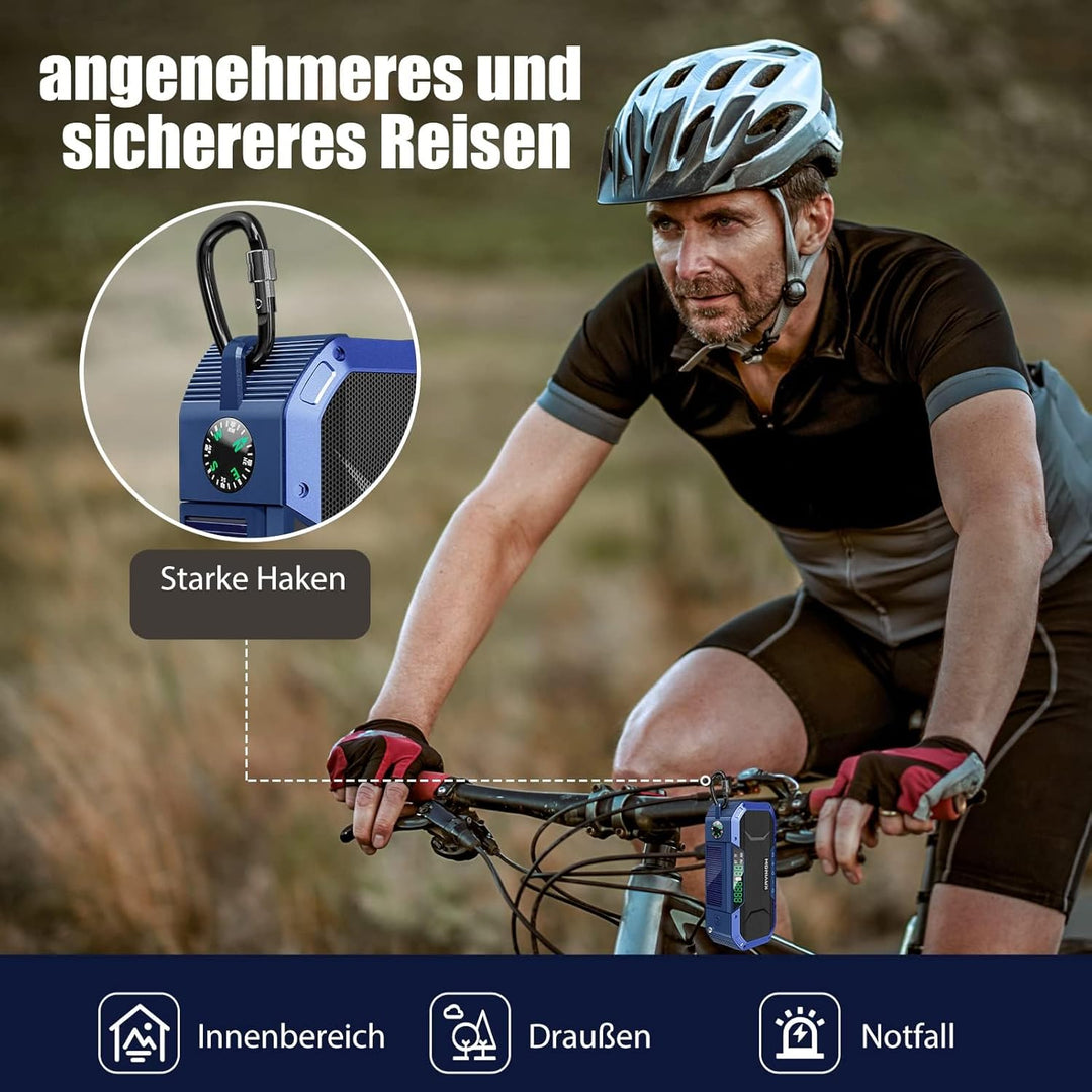 KAYINOW Solar Kurbelradio-Bluetooth Lautsprecher HandyLadefunktion, IPX5 wasserdichtes tragbare klei