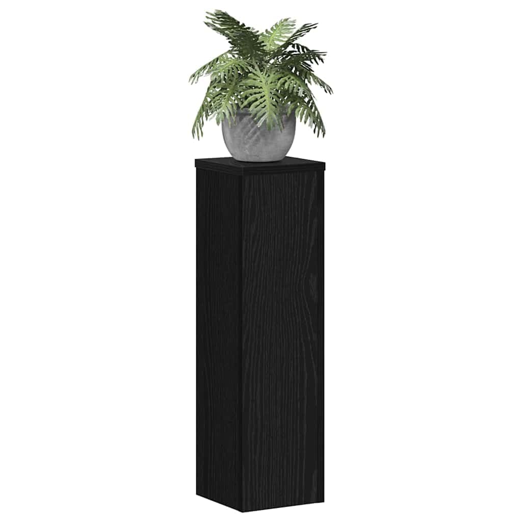 vidaXL Pflanzenständer 2er Set Schwarz Eiche 17 x 17 x 60 cm Aus Holz Minimalistische Innensäule für