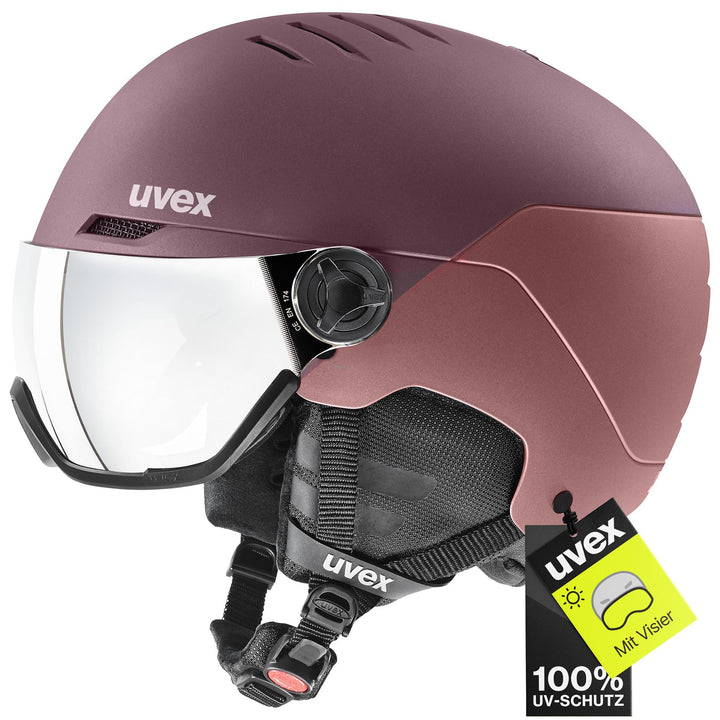 uvex Wanted Visor ski Helmet for Women & Men - Adjustable Helmet with Integrated Visor bramble - ant