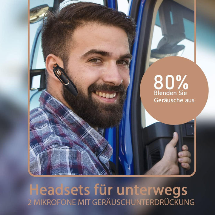 Headset Bluetooth Handy, mit Geräuschunterdrückung Mikrofone Freisprech Bluetooth 5.4 Headset, 36 St