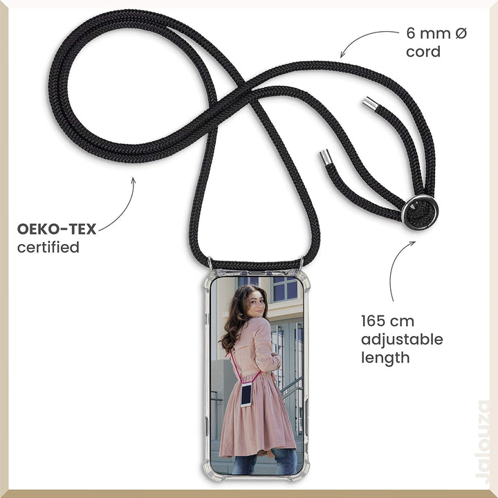 Jalouza Handykette, Kordel & Hülle Bundle kompatibel mit iPhone 12 & 12 Pro - Gliederkette in Silber