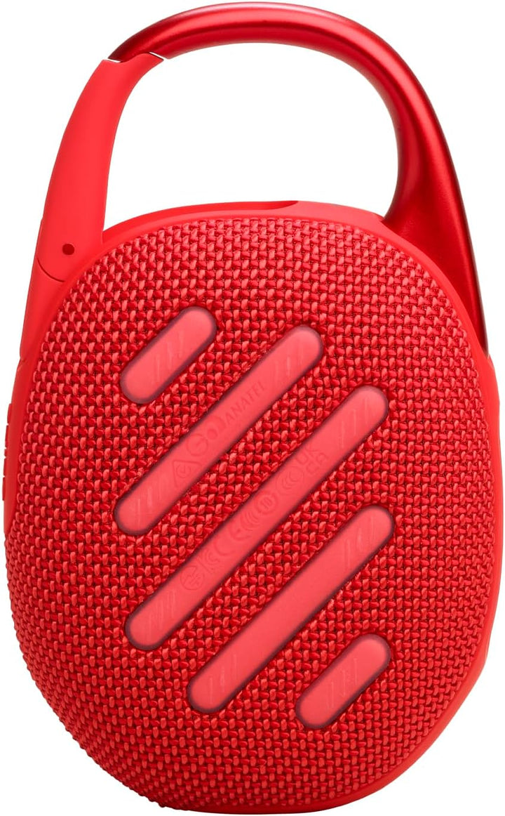 JBL Clip 5 in Rot – Tragbare Bluetooth-Lautsprecher-Box mit JBL Pro Sound, tiefem Bass und Playtime-