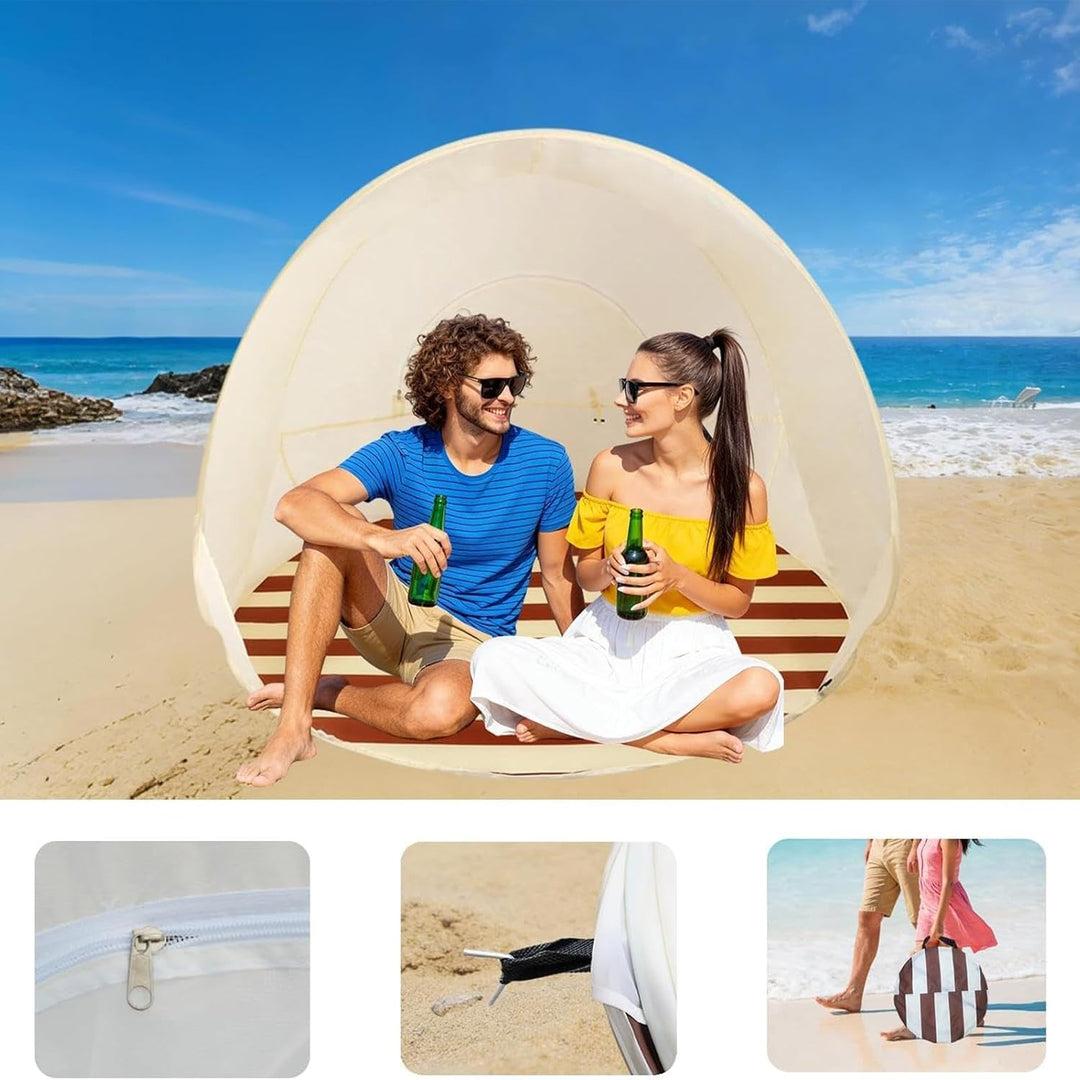 Strandmuschel, Tragbarer UV-Schutz Wasserdichter Sonnenschutz Windschutz Strandzelt Campingzelt Für