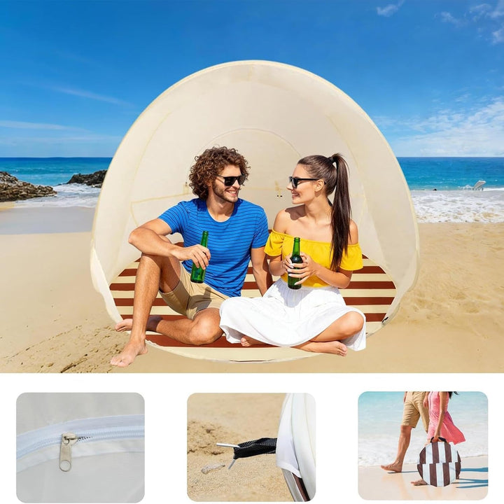 Strandmuschel, Tragbarer UV-Schutz Wasserdichter Sonnenschutz Windschutz Strandzelt Campingzelt Für