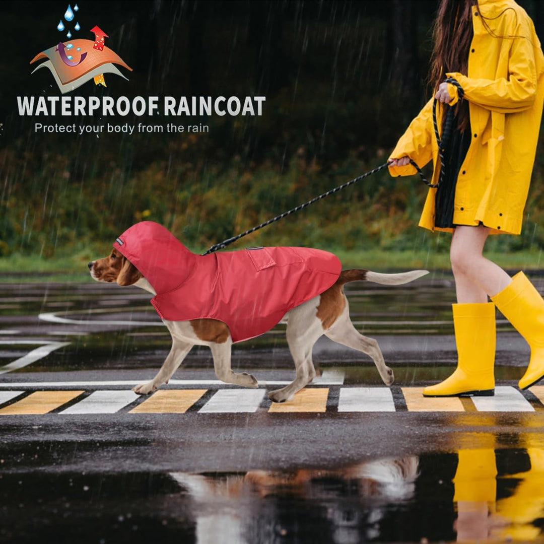 Idepet Regenmantel für Hunde mit Kragenloch Wasserdicht Reflektierend Winddicht Poncho Regenjacke mi