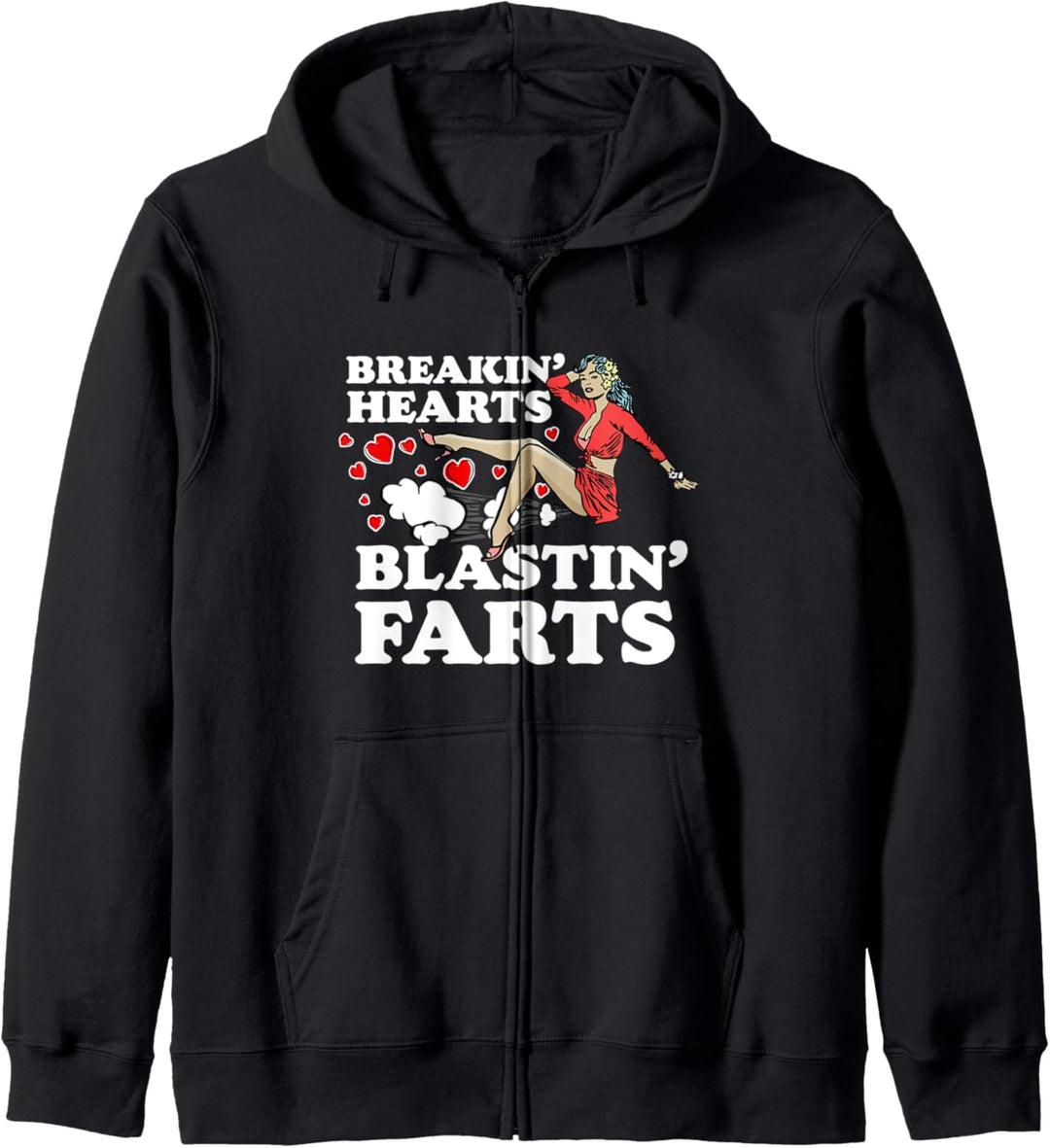 Breakin' Hearts Blastin' Farts Funny Valentine Pinup Girl Kapuzenjacke