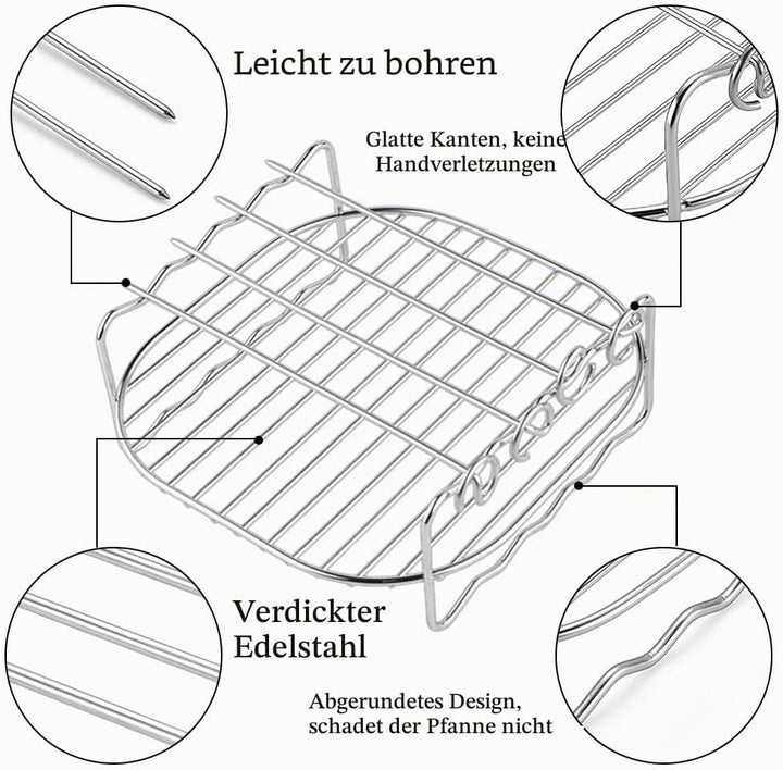 Heissluftfritteuse Zubehör, dellyy Airfryer Zubehör, Air Fryer Rack 17 cm, Rack Heissluftfritteuse,