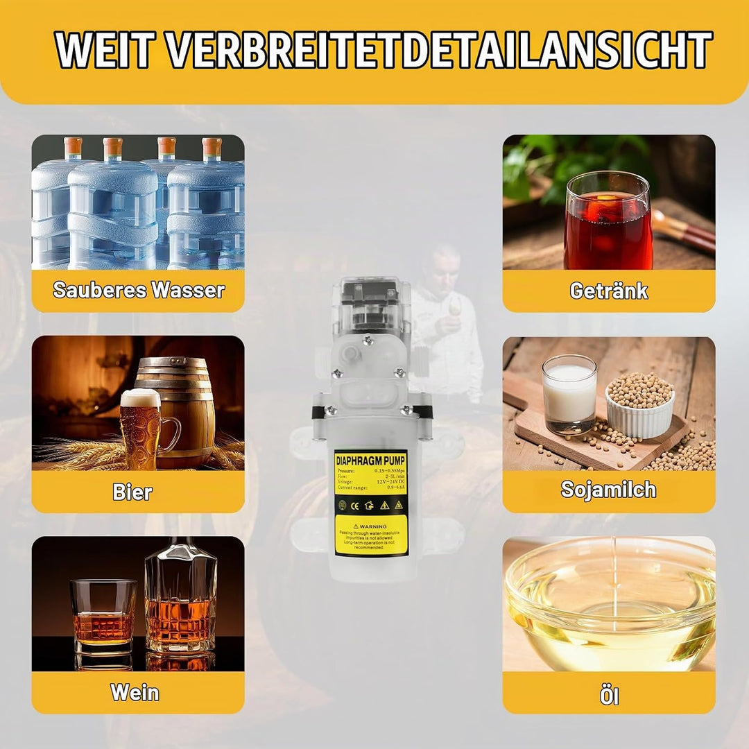 CISSIYOG Elektrische Wasserpumpe,Membranpumpe,Haushalt Bierpumpe,Selbstansaugende Membranpumpe in Le