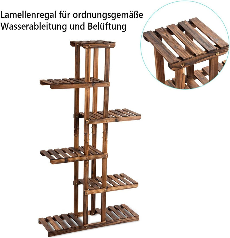 COSTWAY Pflanzenregal Blumenregal, Blumenständer Garten, Blumentreppe Holz, Pflanzentreppe mehrstöck