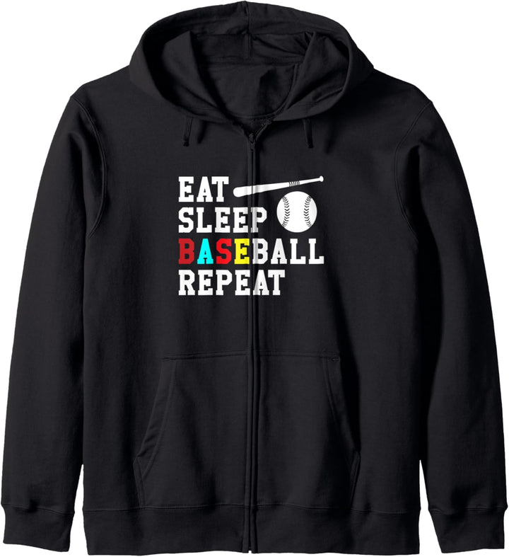 Essen-Schlafen-Baseball-Wiederholung Kapuzenjacke