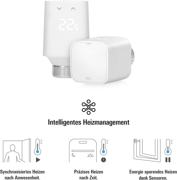 Eve Thermo (Matter, 5. Gen.): Smartes Heizkörperthermostat, Heizkosten sparen, funktioniert mit Alex