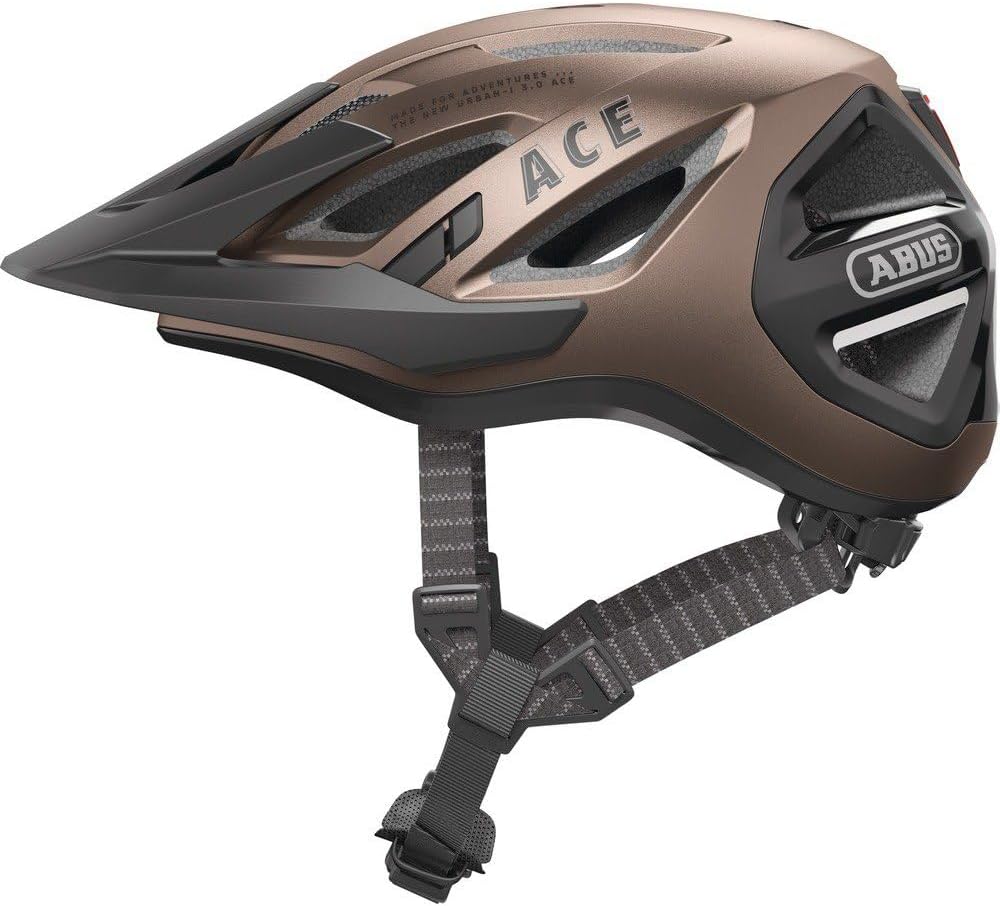 ABUS Stadthelm Urban-I 3.0 ACE - sportlicher Fahrradhelm mit LED-Rücklicht, verlängertem Schirm und