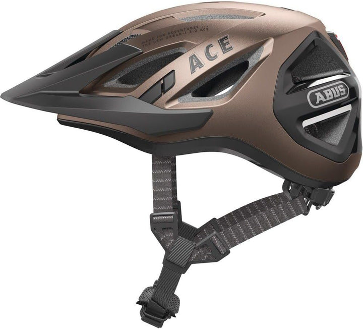 ABUS Stadthelm Urban-I 3.0 ACE - sportlicher Fahrradhelm mit LED-Rücklicht, verlängertem Schirm und