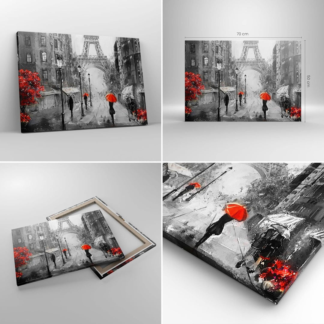 Bilder auf Leinwand Paris Stadt Zuhause Leinwandbild mit Rahmen 70x50cm Wandbilder Dekoration Wohnzi