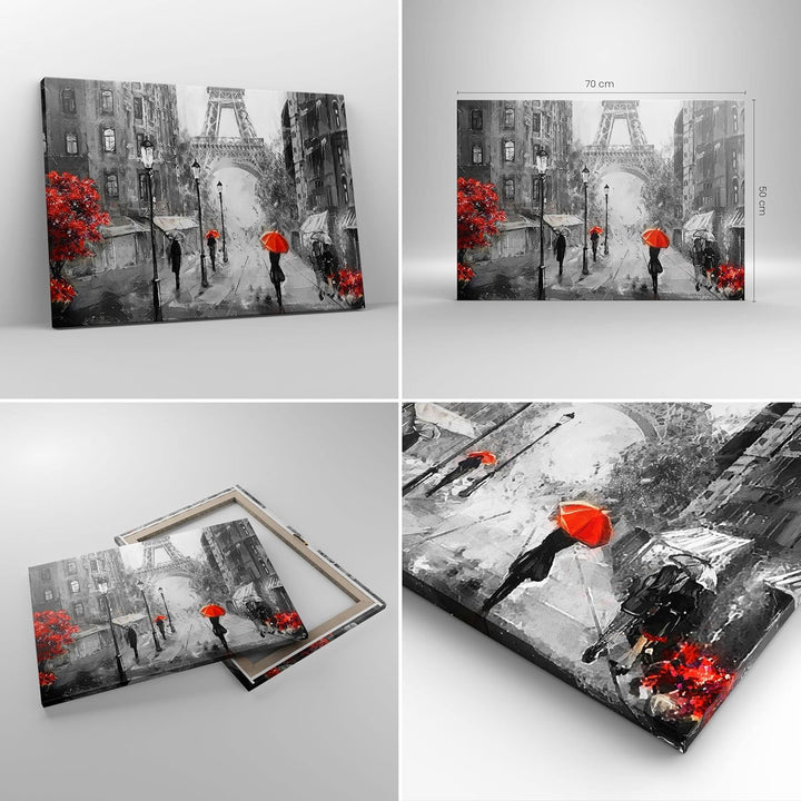 Bilder auf Leinwand Paris Stadt Zuhause Leinwandbild mit Rahmen 70x50cm Wandbilder Dekoration Wohnzi