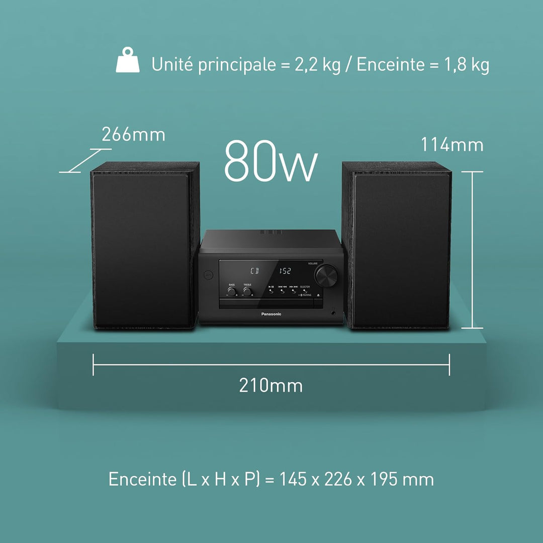 Panasonic SC-PM702EG-K Neat Kompakte Stereoanlage Micro HiFi mit CD, DAB+/FM Radio, USB und Bluetoot