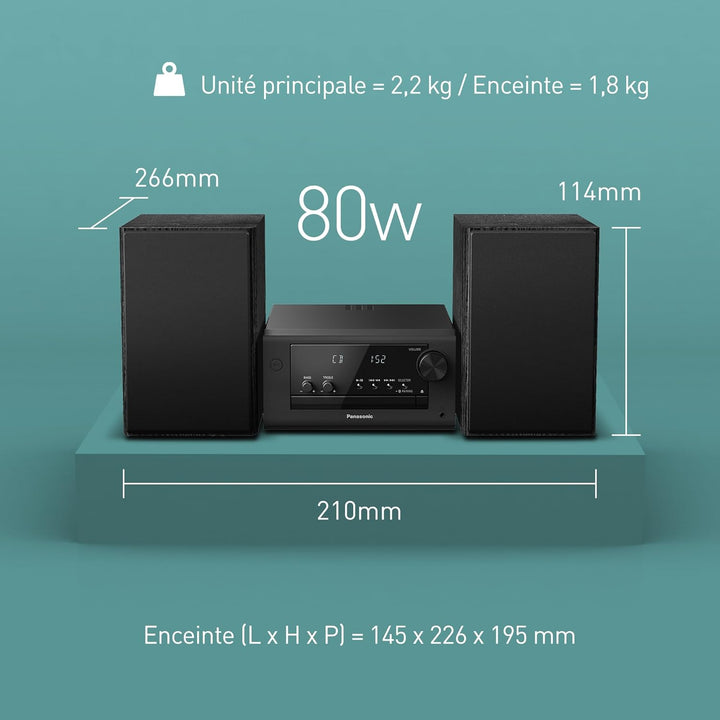 Panasonic SC-PM702EG-K Neat Kompakte Stereoanlage Micro HiFi mit CD, DAB+/FM Radio, USB und Bluetoot