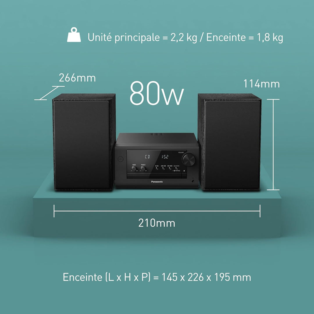 Panasonic SC-PM702EG-K Neat Kompakte Stereoanlage Micro HiFi mit CD, DAB+/FM Radio, USB und Bluetoot