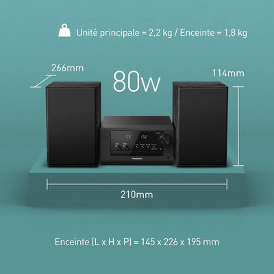 Panasonic SC-PM702EG-K Neat Kompakte Stereoanlage Micro HiFi mit CD, DAB+/FM Radio, USB und Bluetoot