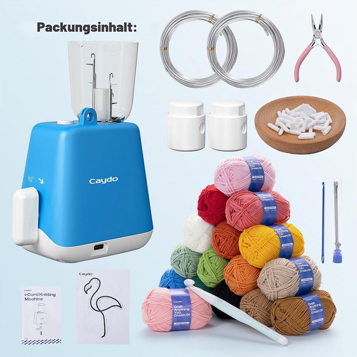 Caydo Strickmühle Kit Häkelset für Anfänger, Elektrisch Strickmaschine Set Automatische Herstellung