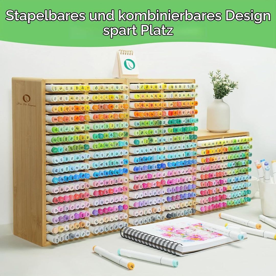 Ohuhu Bambus Stifte Organizer, Holz Desktop Aufbewahrung für 224 Markerstifte Stifte Bleistifte Kuns