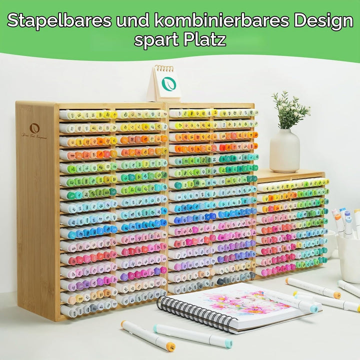 Ohuhu Bambus Stifte Organizer, Holz Desktop Aufbewahrung für 224 Markerstifte Stifte Bleistifte Kuns