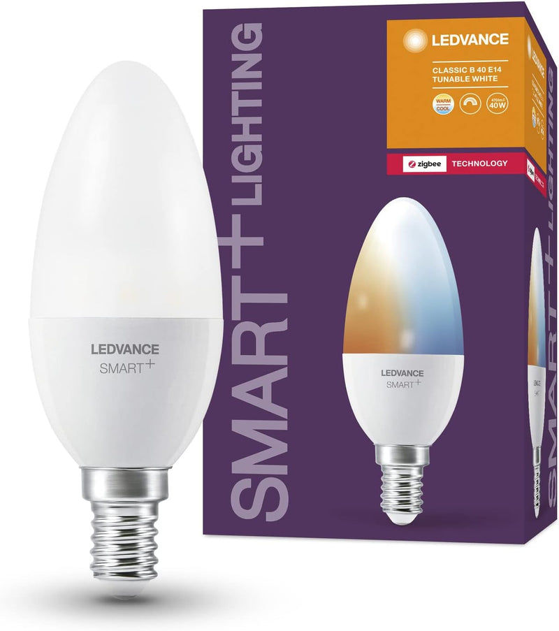 LEDVANCE Smart+ Lampe mit ZigBee Technologie, 5W, 40W-Ersatz, Sockel E14, Lichtfarbe Tunable White,