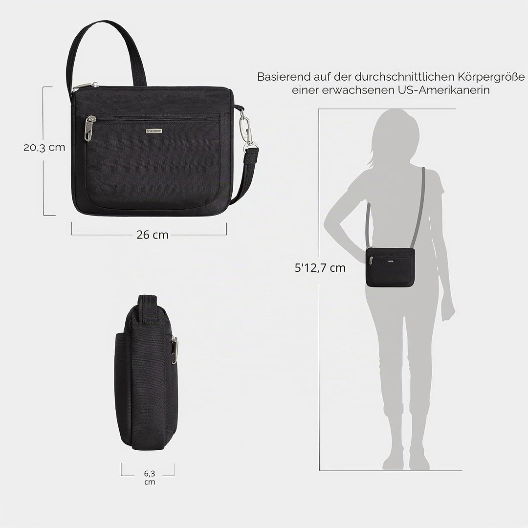 Travelon Uni Anti-Theft Classic Small East/West Crossbody Umhängetasche, 10.5 x 8 x 2.5 Schwarz