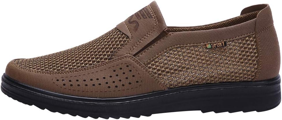Jamron Herren Sommer Atmungsaktiv Mesh Loafers Fahrschuhe Leicht Freizeit Sneakers 39.5 EU Braun, 39
