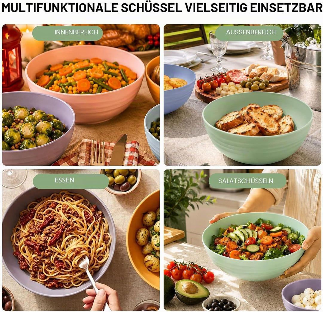 Greentainer Unzerbrechliche grosse Müslischalen – 2,25 l Kunststoff leichte Salat-, Suppen-, Obstsch