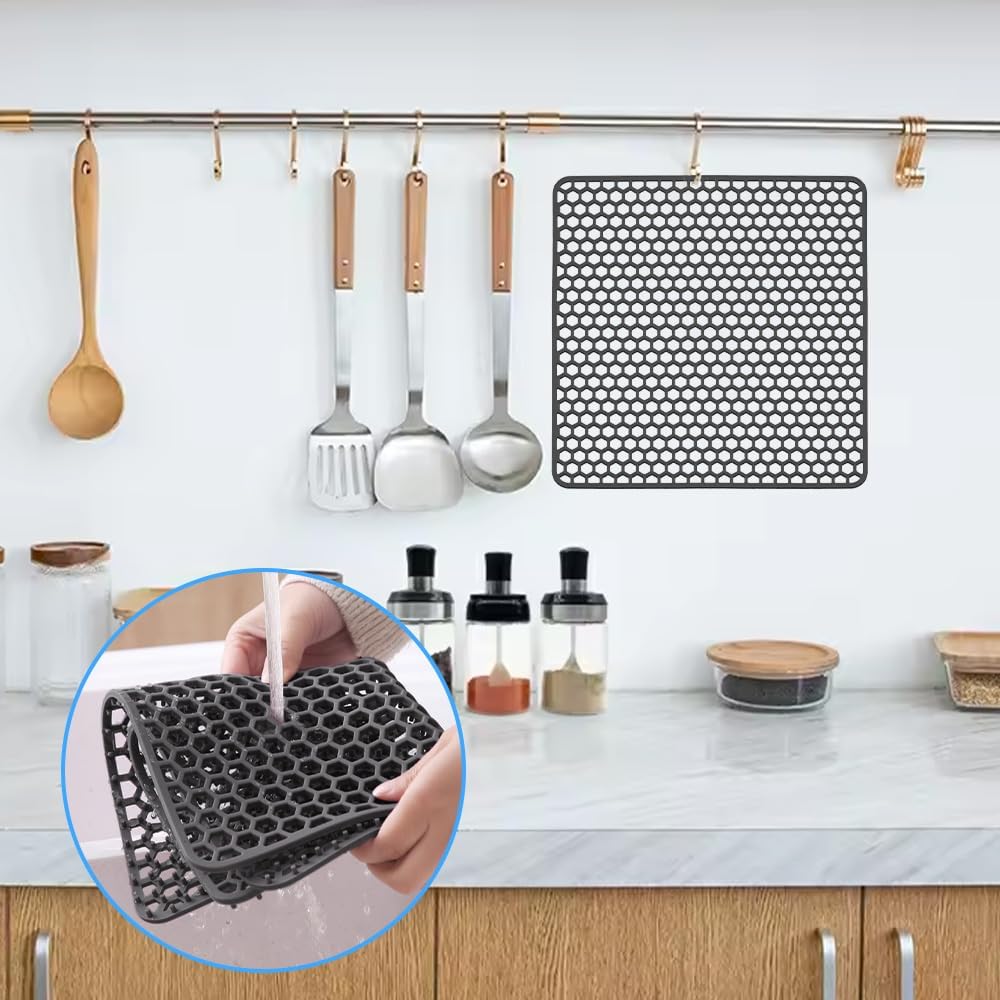 NAROSEBE Spülbeckeneinlage Silikon Spülbeckenmatte 30.5*30.5cm Spülmatte Abtropfmatte Spülbeckenschu