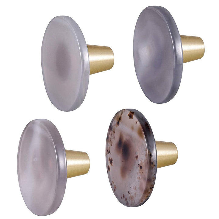 mookaitedecor Satz von 4 Achat Schubladenknopf, Dekorative Möbelknöpfe Möbelgriff für Schublade/Schr