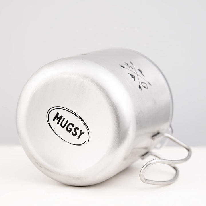 MUGSY Edelstahltasse, The Adventure Begins, To-Go Becher, abnehmbarer Deckel, bruchfest, 330ml, silb