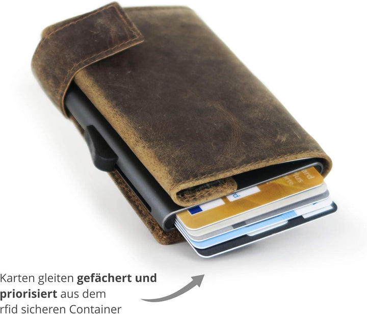 SecWal Kartenetui mit Münzfach Reissverschluss (Braun Hunter), Braun Hunter