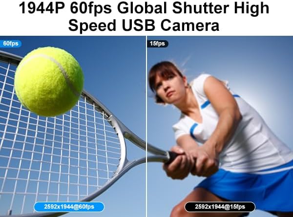 ELP Global Shutter USB3.0 Kamera,5MP 60fps10-facher manueller 5-50mm Varifokal, Bewegungserfassung f