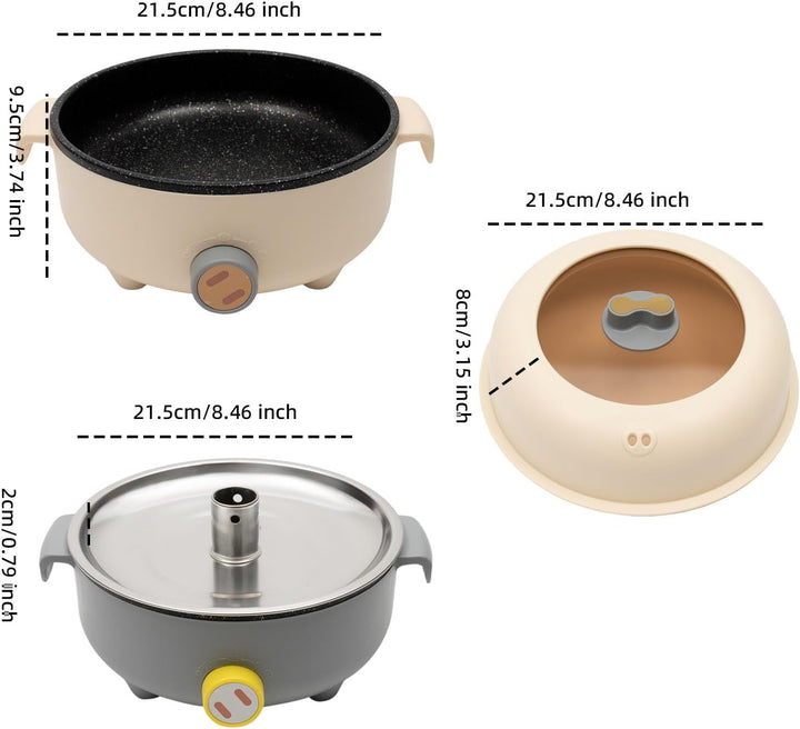 1.5l Elektrische Hot Pot Mit Dampfgarer,Dampfgarer,Antihaft Mini Elektropfanne,Zum Kochen,FüR Braten