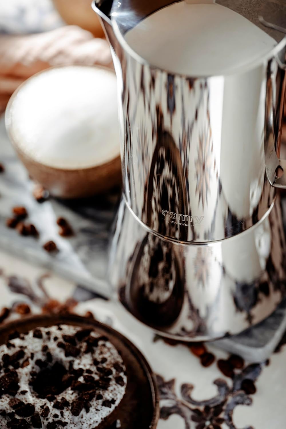 CAMRY - Klassischer Espressokocher aus Edelstahl 500 ml - Induktionsfähiger Mokkakanne für alle Arte