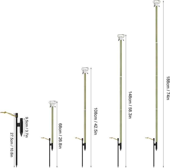 lyrlody Klappbarer Campinglampenmast, Aluminiumlegierung Campinglaternenständer, Klappbarer Lichtstä