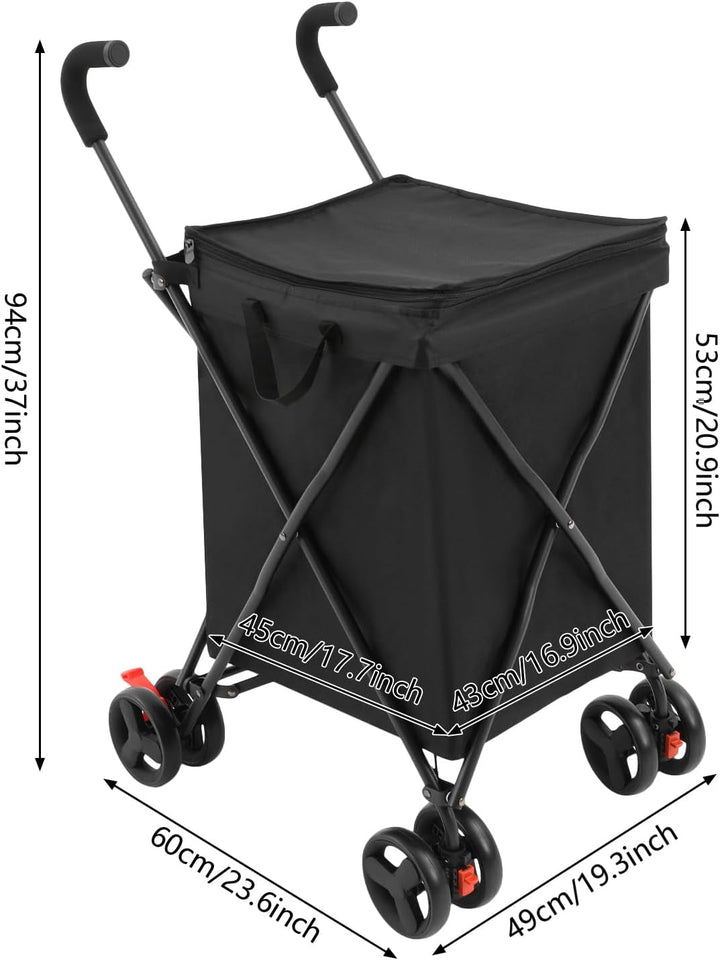 Einkaufstrolley Klappbar 38L Handwagen mit Tasche Outdoor Einkäufe | Polyester und Metall, Klappwage