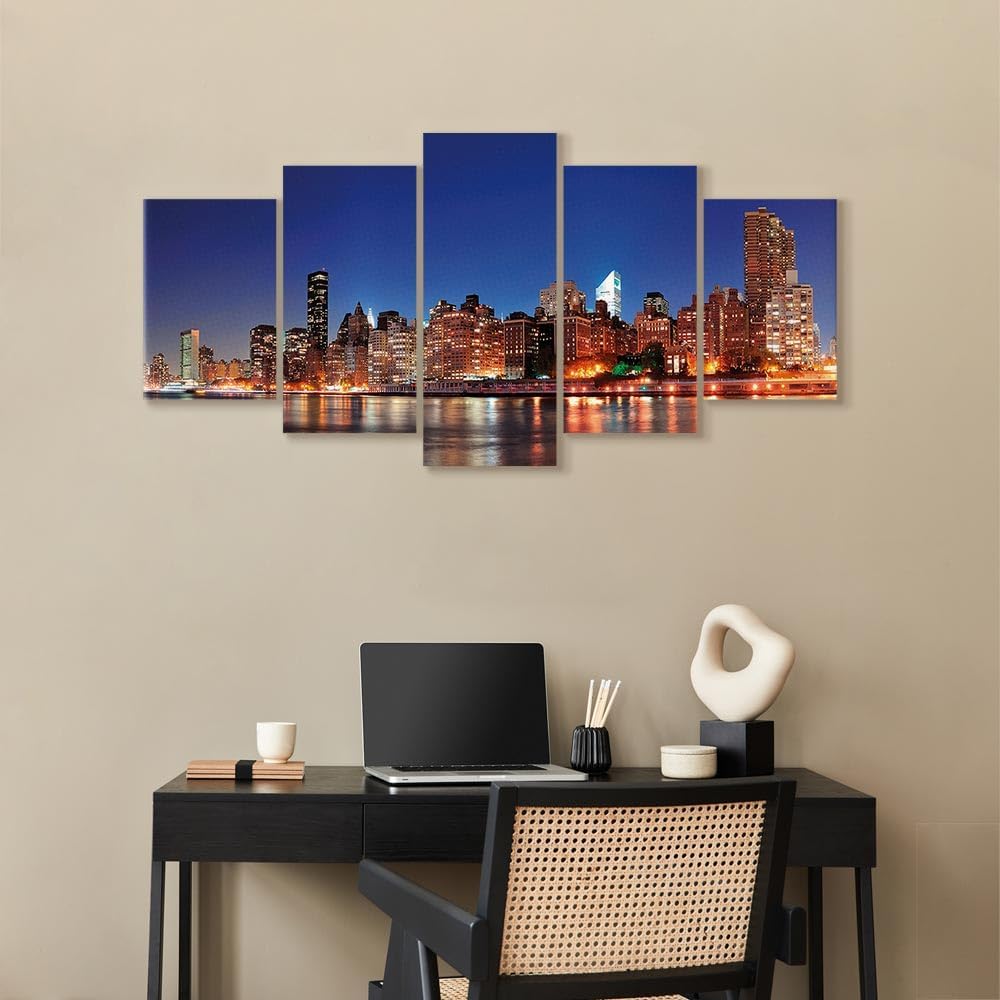 murando - Wandbilder XXL New York 100x50cm 5 tlg - Wand Deko Leinwand Bilder Gross Wanddeko Wohnzimm
