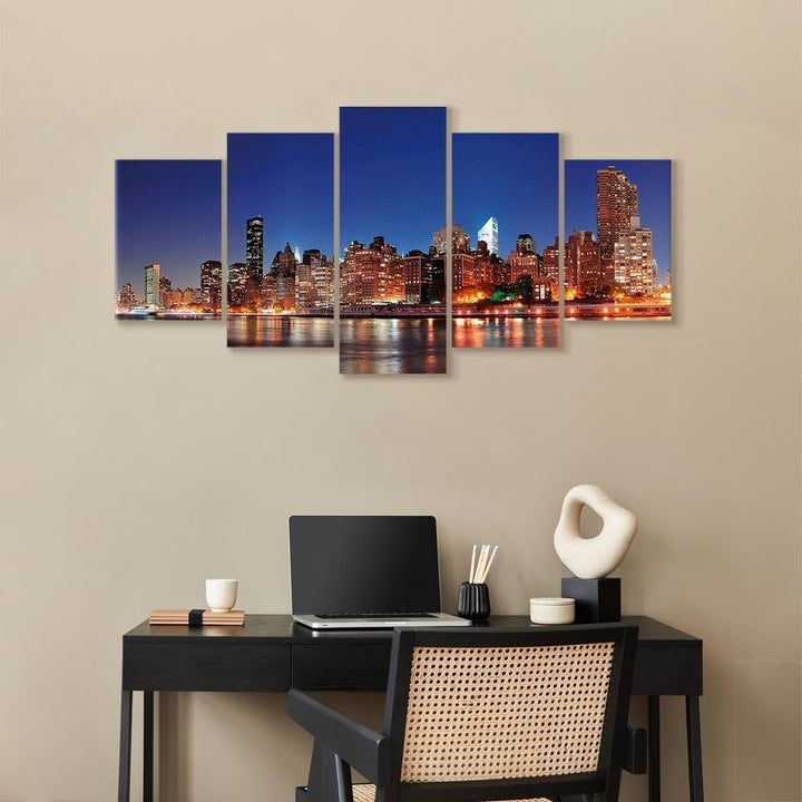 murando - Wandbilder XXL New York 100x50cm 5 tlg - Wand Deko Leinwand Bilder Gross Wanddeko Wohnzimm