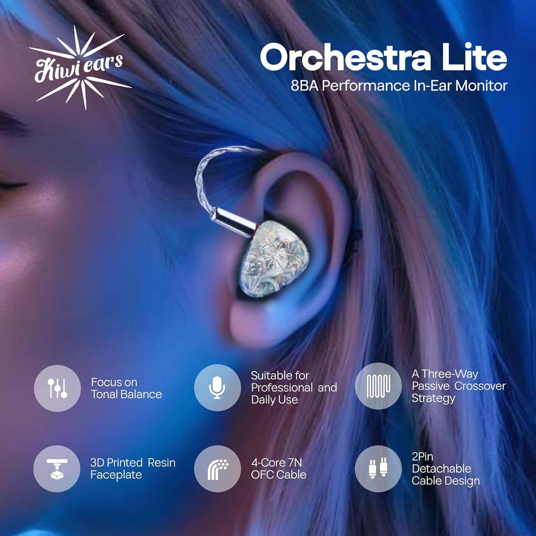 LINSOUL Kiwi Ears Orchestra Lite Performance Custom 8BA In-Ear Monitor IEM mit abnehmbarem 4-adrigem