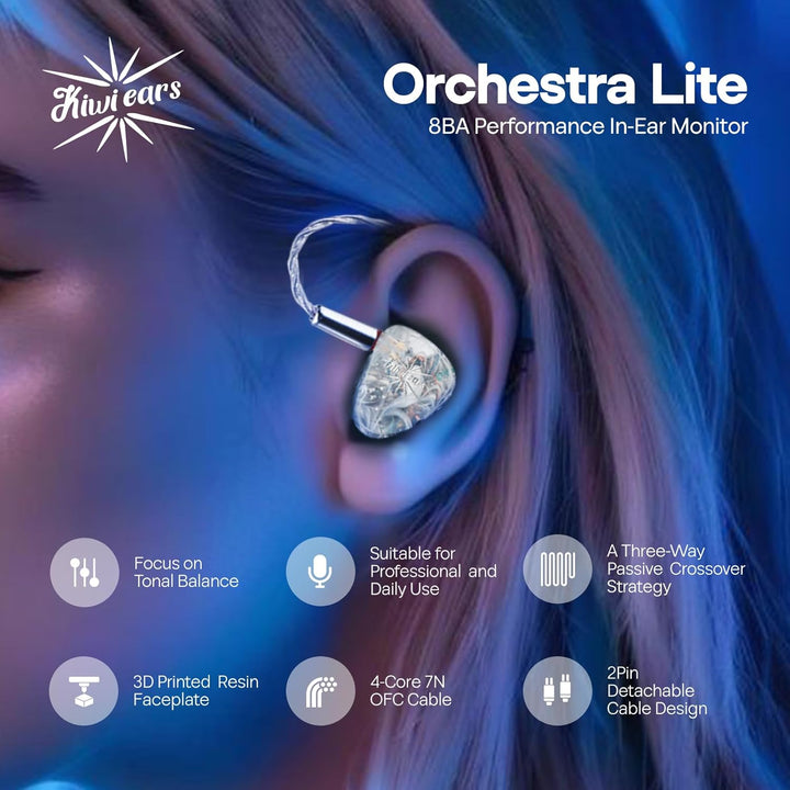 LINSOUL Kiwi Ears Orchestra Lite Performance Custom 8BA In-Ear Monitor IEM mit abnehmbarem 4-adrigem