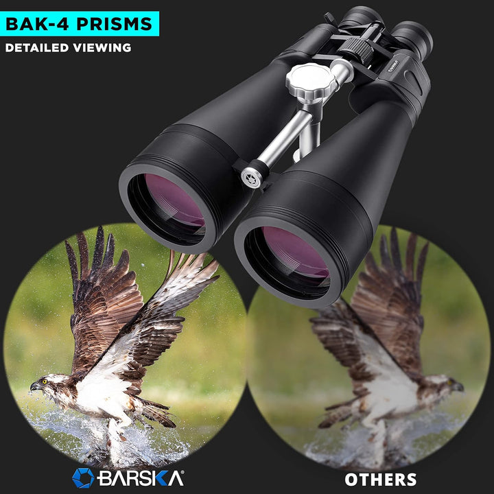 BARSKA Gladiator 25-125x80 Zoom-Fernglas (grünes Objektiv, verstrebter Stativadapter), Schwarz AB105