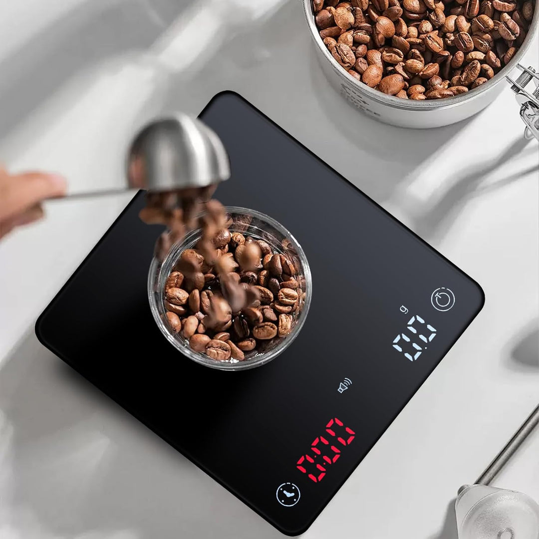 Mini Kaffeewaage mit Timer, Hochpräzise 2kg/0.1g Digitale Küchenwaage für Espresso & Kaffeezubereitu