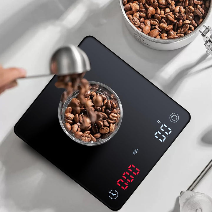 Mini Kaffeewaage mit Timer, Hochpräzise 2kg/0.1g Digitale Küchenwaage für Espresso & Kaffeezubereitu