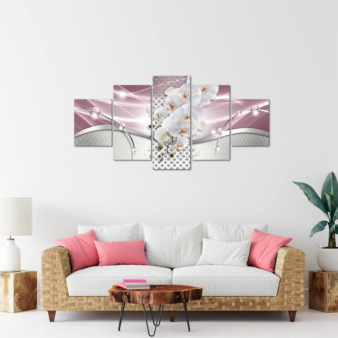 Runa Art Bild Wohnzimmer Schlafzimmer Blumen Orchidee 5 Teilig Abstrakt Grau Violett Wandbilder auf