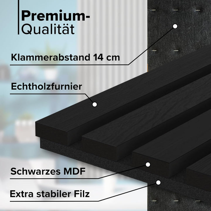 HEXIM Akustikpaneele 2 Stück 140x30cm Holz Grande - Wandpaneele Platten Lamellen Holzpaneele Echthol